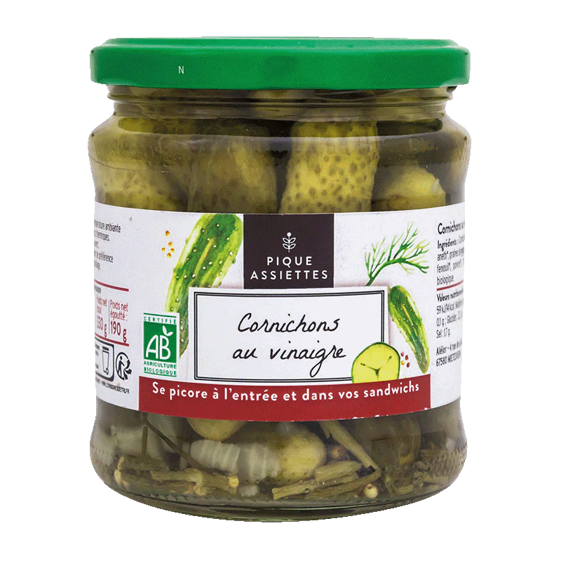 Cornichons au Vinaigre Bio Pique assiette 37cl