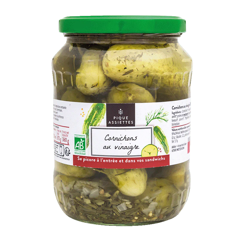 Cornichons au Vinaigre Bio Pique assiette 72cl