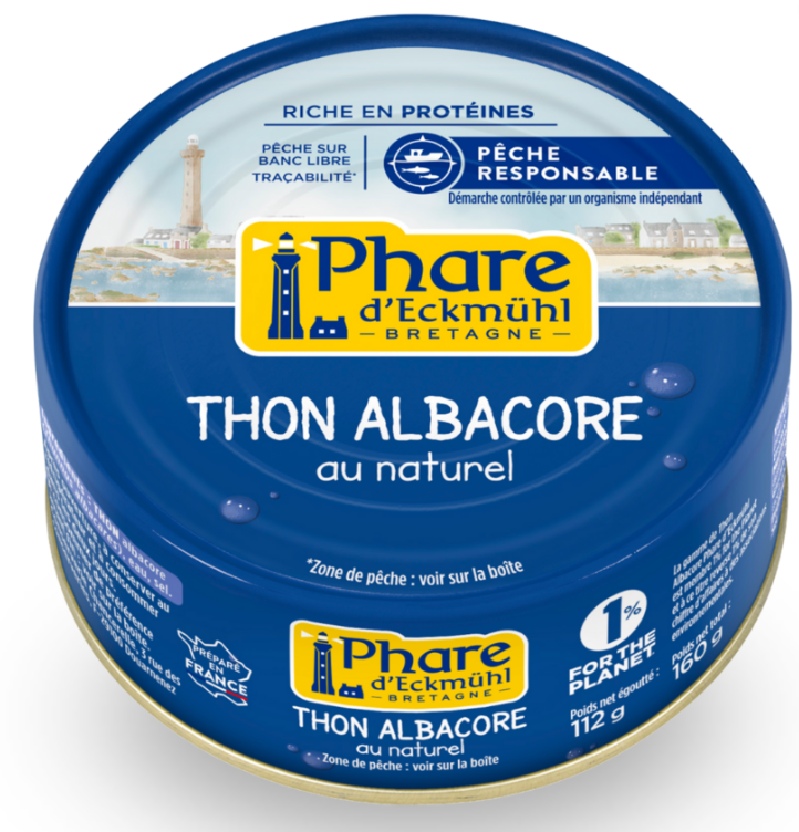 Thon Albacore blanc au naturel 160g Phare d'Eckmühl