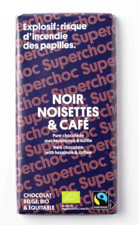Tablette Superchoc Chocolat noir Noisettes et café 70g Supersec