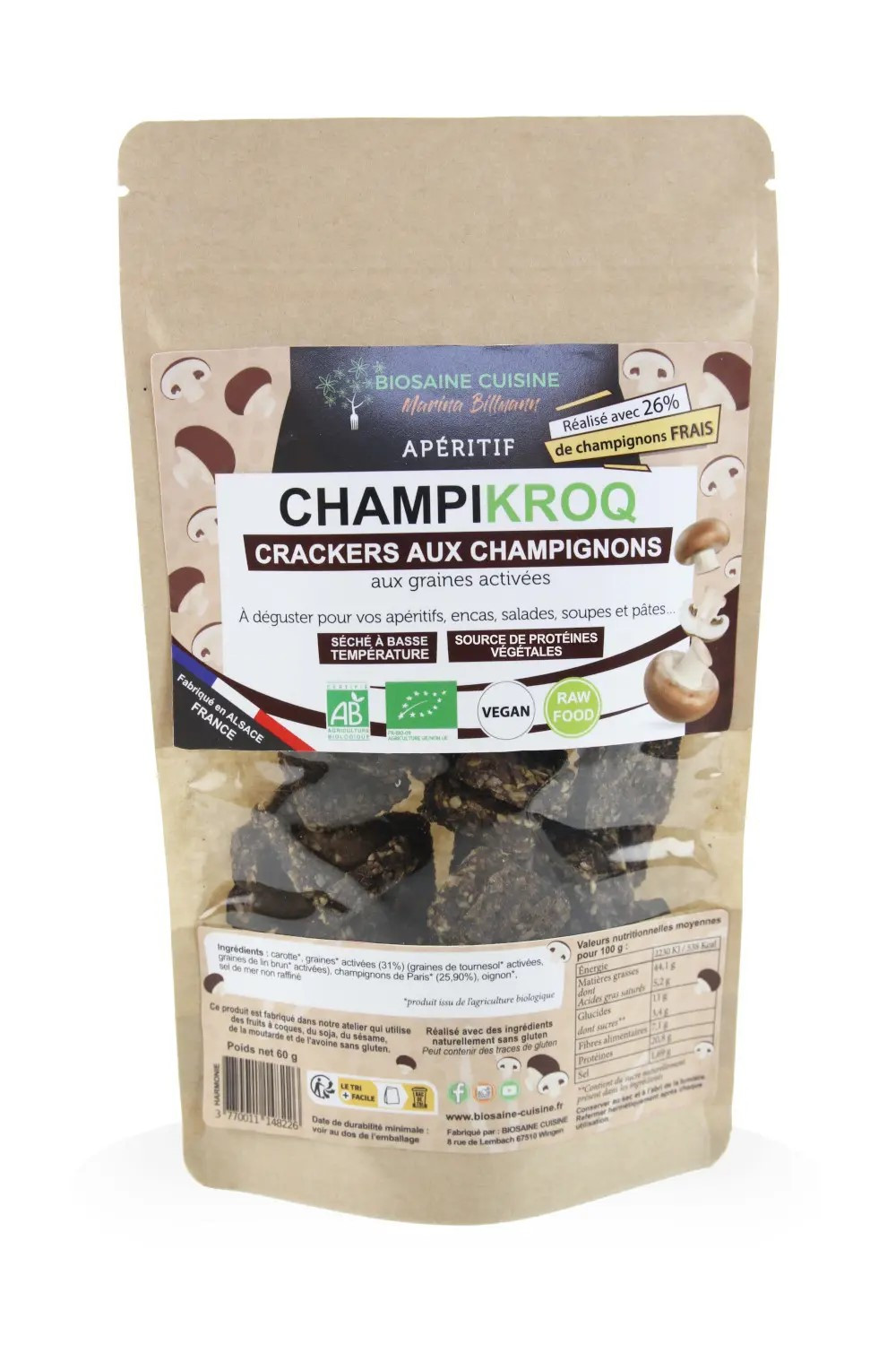 Champikroq (crackers au champignon) 60g biosaine cuisine