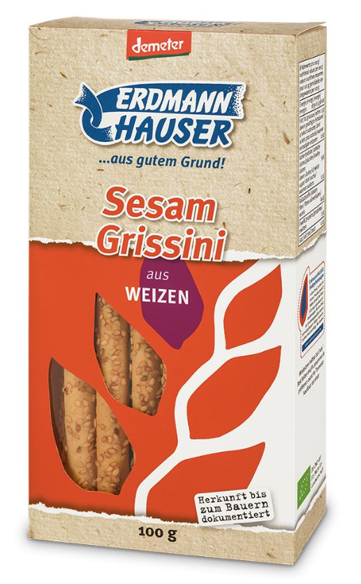 Gressins Grissini sésame 100g Erdmann Hauser