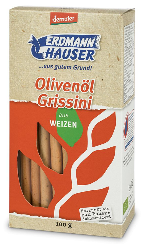 Gressins Grissini Huile d'olive 100g Erdmann Hauser