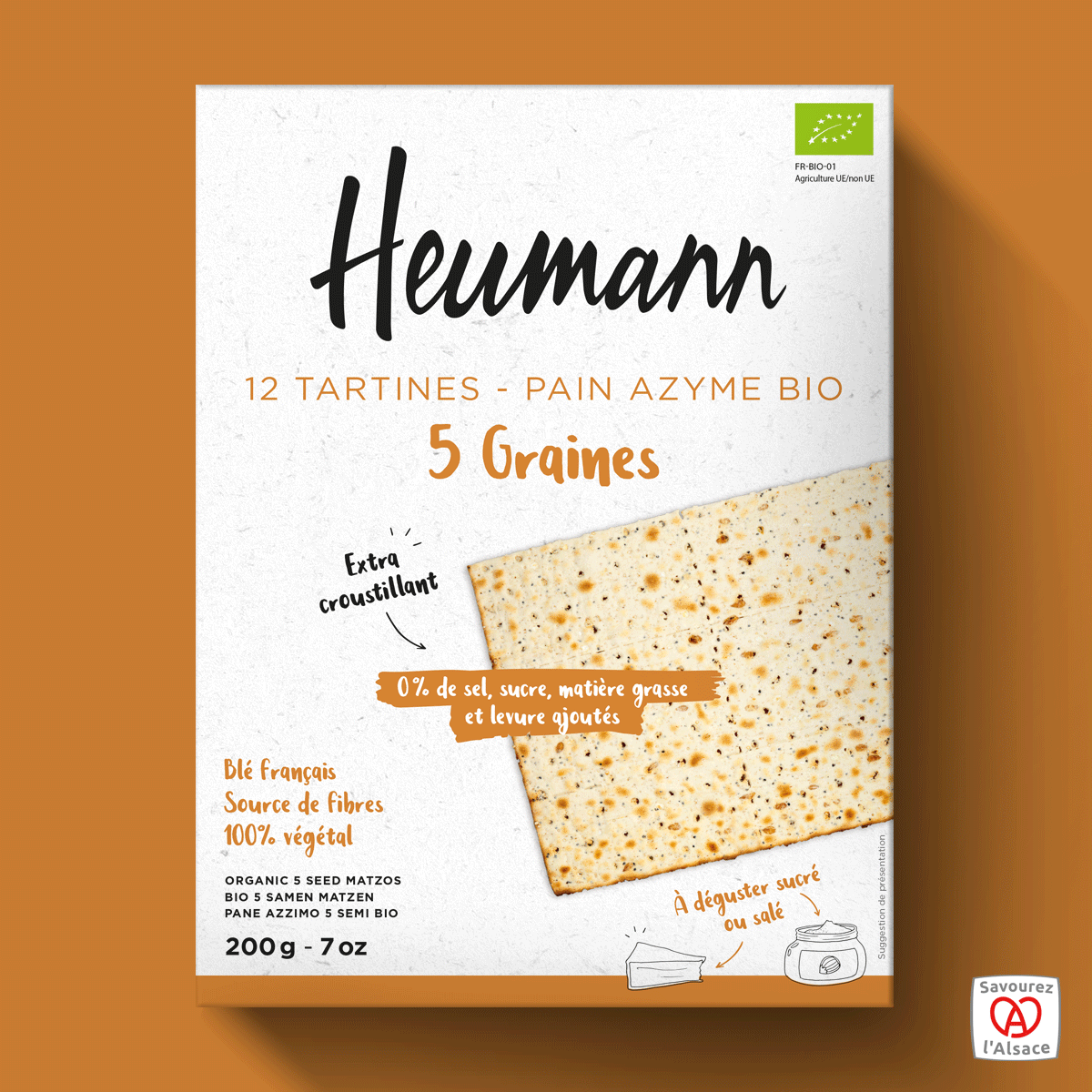 Pain azyme 5 Graines 200g Heumann