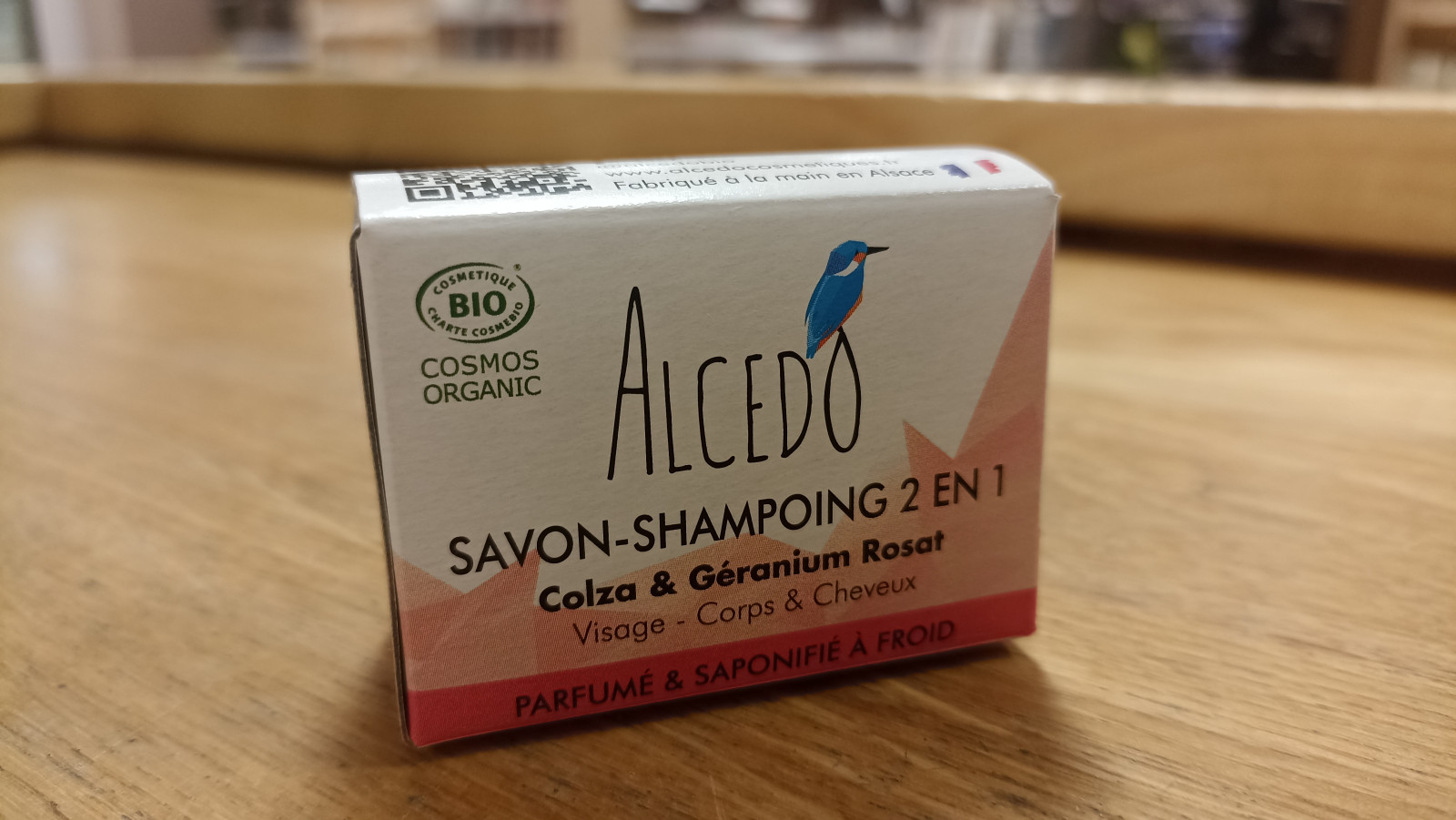 Savon shampoing 2 en 1 Colza & Géranium 50g Alcedo