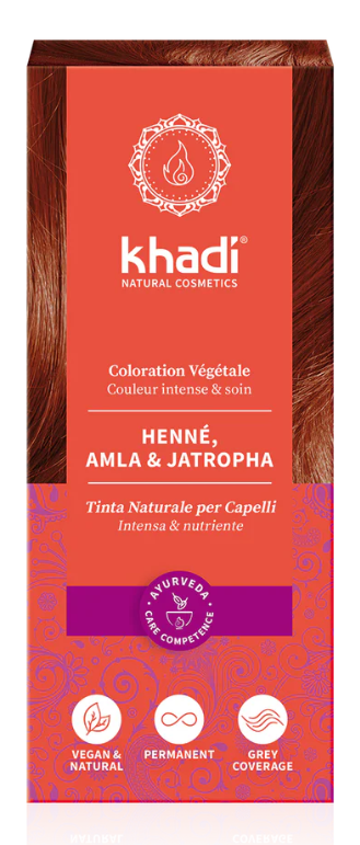 Coloration végétale Henné Amla Auburn rouge 100g Khadi