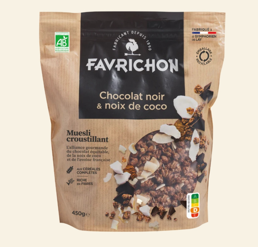 Muesli chocolat noir et noix de coco 450g favricho