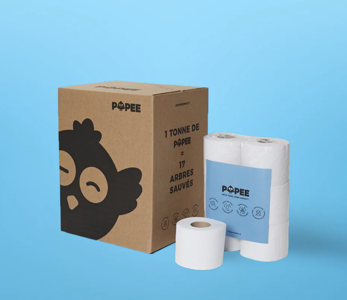 Papier toilette ultra-compact pack de 6 popee